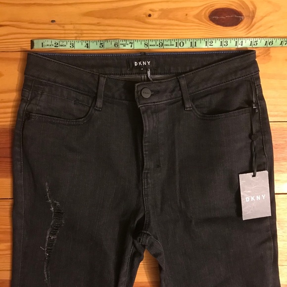 DKNY Black Distressed Skinny Jeans, NWT, 28 - Picture 6 of 14